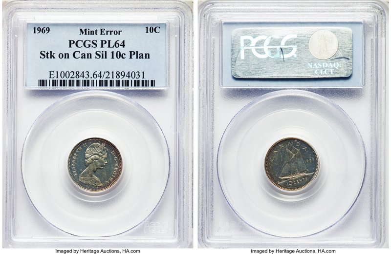 Elizabeth II Mint Error - Struck on Incorrect Planchet silver Prooflike 10 Cents...