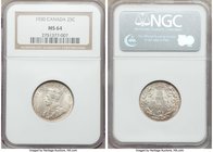 George V 25 Cents 1930 MS64 NGC, Ottawa mint, KM24a. Bright white luster with sharp details. Only tiny contact marks are noted for this near-gem examp...