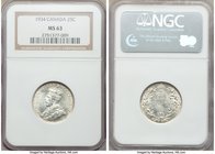 George V 25 Cents 1934 MS63 NGC, Royal Canadian mint, KM24a. Light marks, with brilliant white mint luster and a near-perfect strike.

HID0980124201...