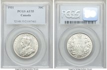 George V 50 Cents 1931 AU55 PCGS, Royal Canadian mint, KM25a. Nice underlying luster.

HID09801242017