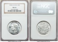 George VI 50 Cents 1948 MS63 NGC, Ottawa mint, KM45. Frosty white luster, with minor marks and the appearance of a higher graded coin.

HID098012420...