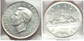 George VI Dollar 1945 MS64 ICCS, Royal Canadian mint, KM37. A better date of the type offering freshly lustrous argent fields showing scattered hints ...