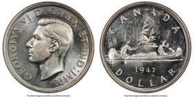 George VI "Blunt 7" Dollar 1947 MS64 PCGS, Royal Canadian mint, KM37. Blunt 7 variety. A popular variety that appears nearly free of tone except for a...