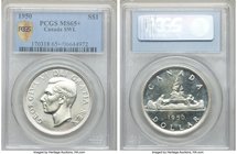 George VI "Short Water Lines" Dollar 1950 MS65+ PCGS, Royal Canadian mint, KM46. An exceptional example, with mirrored fields and very bold definition...