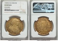 Charles III gold 8 Escudos 1787 So-DA XF Details (Cleaned) NGC, Santiago mint, KM27.

HID09801242017
