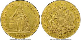 Republic gold 8 Escudos 1849 So-ML XF45 NGC, Santiago mint, KM105, Onza-1678. Starting in 1843, the Santiago mint included the corresponding month on ...