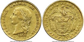 Estados Unidos gold 10 Pesos 1866 XF45 NGC, Popayan mint, KM141.3. Mintage: 13,000. AGW 0.4667 oz. 

HID09801242017