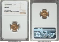 Republic gold Peso 1915 MS66 NGC, Philadelphia mint, KM16. A spectacular gem example with cameo-like details and significant luster. 

HID0980124201...