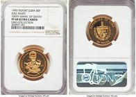 Republic gilt-alloy Proof Piefort "100th Anniversary of the Death of Jose Marti" 50 Pesos 1995 PR68 Ultra Cameo NGC, KMX-P13. Reeded Edge. Selections ...