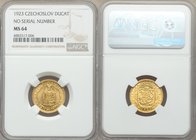 Republic gold Ducat 1923 MS64 NGC, KM8. No serial number variety. 

HID09801242017