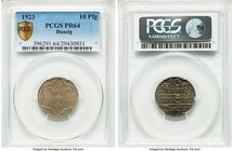 Free City Proof 10 Pfennig 1923 PR64 PCGS, KM143. A rare one-type in Proof with a delightful overlay of iridescent tones. 

HID09801242017