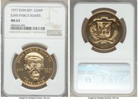 Republic gold "Juan Pablo Duarte" 200 Pesos 1977 MS63 NGC, KM47. AGW 0.7973 oz. 

HID09801242017