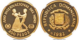 Republic gold Proof "Year of the Child" 200 Pesos 1982-CHI PR69 Ultra Cameo NGC, KM58. Mintage: 4,290. AGW 0.4968 oz. 

HID09801242017