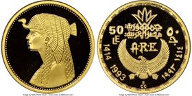 United Arab Republic gold Proof "Cleopatra" 50 Pounds AH 1414 (1993) PR69 Ultra Cameo NGC, KM756. AGW 0.246 oz. 

HID09801242017