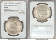Republic Peso 1914-C.A.M. MS64 NGC, San Salvador mint, KM115.2. Quite striking for the grade with fully satin surfaces that reveal hardly a blemish. ...