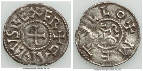Carolingian. Charlemagne (768-814) Denier ND (793-814) AU Details (Environmental Damage) NGC (photo-certificate), Melle mint, Class 3, Dep-606 (Charle...