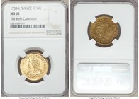 Louis XV gold Louis d'Or 1739-A MS62 NGC, Paris mint, KM489.1, Gad-340. Far nicer than the grade suggests, with radiating, golden surfaces and fully-r...