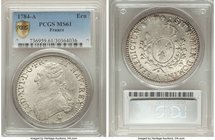 Louis XVI Ecu 1784-A MS61 PCGS, Paris mint, KM564.1. An all-in-all very presentable, if heavily adjusted, example radiant with white luster. 

HID09...