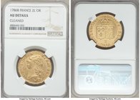 Louis XVI gold 2 Louis d'Or 1786-B AU Details (Cleaned) NGC, Rouen mint, KM592.3. A somewhat scarcer mint for the issue, with approximately a tenth of...