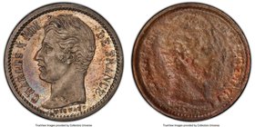 Charles X Obverse Cliche 1/2 Franc ND (1824-1830) MS64 PCGS, cf. KM723.1 (for standard type), Maz-Unl., VG-Unl. 0.30gm. Extremely attractive for the f...