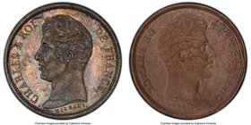 Charles X Obverse Cliche Franc ND (1824-1830) MS63 PCGS, cf. KM724.1 (for standard type), Maz-Unl., VG-Unl. 0.73gm. Seemingly conservatively graded, w...