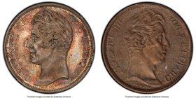 Charles X Obverse Cliche 2 Francs ND (1824-1830) MS63 PCGS, cf. KM725.1 (for standard type), Maz-Unl., VG-Unl. 0.95gm. An eye-catching companion to th...
