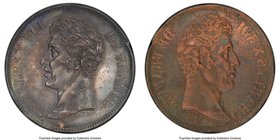 Charles X silvered-copper Specimen Obverse Cliche 5 Francs ND (1824) SP63 PCGS, Maz-877a var (R1; in pewter), cf. VG-2597. By Michaut. Very rare and s...
