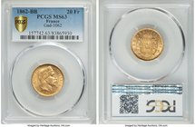 Napoleon III gold 20 Francs 1862-BB MS63 PCGS, Strasbourg mint, KM801.2, Gad-1062. 

HID09801242017