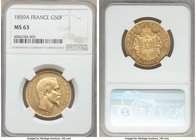 Napoleon III gold 50 Francs 1859-A MS63 NGC, Paris mint, KM785.1. AGW 0.4667 oz. 

HID09801242017