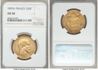 Napoleon III gold 50 Francs 1859-A AU58 NGC, Paris mint, KM785.1. AGW 0.4667 oz. 

HID09801242017
