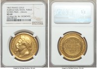 Napoleon III gold "Agriculture, Trade, Public Works" Prize Medal 1862 MS60 NGC, Divo-Unl. 34mm. 23.86gm. By Cacque. Awarded to Mr. Bd. Desboves. A rar...