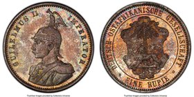 German Colony. Wilhelm II Rupie 1890 MS66 PCGS, KM2, J-713. Tied for the finest business strike of the date seen by PCGS, and a truly astounding piece...