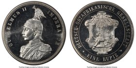 German Colony. Wilhelm II Proof Rupie 1890 PR63+ PCGS, KM2, J-713. Fully engaging with fully reflective surfaces that appear very nearly cameoed again...
