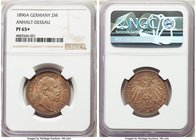 Anhalt-Dessau. Friedrich I Proof 2 Mark 1896-A PR65+ NGC, Berlin mint, KM23, J-20. An already rare issue in circulation grades, even more so in Proof,...