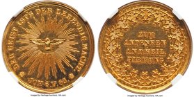 Augsburg. Free City gold "Healing" Souvenir Medallion ND (c. 1830) MS65 Prooflike NGC, KM-Unl., Fr-Unl. 22mm. 2.82gm. Obv. Spirit dove in ray gloriole...