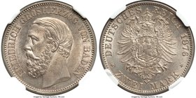 Baden. Friedrich I 2 Mark 1876-G MS64 NGC, Stuttgart mint, KM265. A lightly toned example with subdued yet splendent luster throughout.

HID09801242...