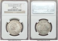 Brandenburg. Friedrich Wilhelm 1/3 Taler 1673-CV MS63 NGC, Königsberg mint, KM379. An enviable offering for this rarely so well-preserved issue, a sal...