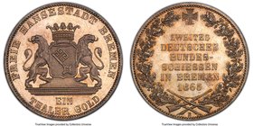 Bremen. Free City "Shooting" Taler 1865-B MS64 Prooflike PCGS, Hannover mint, KM248, Steul-1. A seldom-offered type in Proof and Prooflike grades, the...