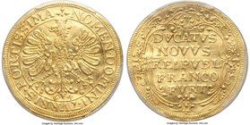 Frankfurt. Free City gold Ducat 1646 AU55 PCGS, KM97.1, Fr-976. Lustrous and attractively detailed. An offering of near Mint State appeal. 

HID0980...