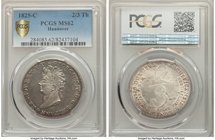 Hannover. George IV of England 2/3 Taler 1825-C MS62 PCGS, Clausthal mint, KM140. One of just two of this date certified in Mint State by PCGS, and th...