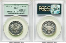 Lübeck. Free City Proof 2 Mark 1912-A PR67 PCGS, Berlin mint, KM212. Tied for the finest yet certified by PCGS and in all respects a near-flawless coi...