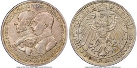 Mecklenburg-Schwerin. Friedrich Franz IV 5 Mark 1915-A AU58 NGC, Berlin mint, KM341. A lesser-seen 5 Mark issue that appears very handsome for the ass...