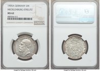 Mecklenburg-Strelitz. Adolph Friedrich V 2 Mark 1905-A MS62 NGC, Berlin mint, KM115. Stemming from an already low mintage of just 10,000 pieces, this ...
