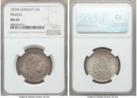 Prussia. Wilhelm I 2 Mark 1876-B MS64 NGC, Hannover mint, KM506. A better mint rarely encountered so choice, a level of precision in the reverse featu...