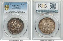 Prussia. Wilhelm II "Mansfeld" 3 Mark 1915-A MS63 PCGS, Berlin mint, KM539, Jaeger-115. An iconic type with traces of opalescence in the fields.

HI...