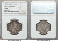 Reuss-Obergreiz. Heinrich XXII 2 Mark 1877-B XF45 NGC, Hannover mint, KM126. A notably rare one-year type hardly found outside of highly circulated gr...
