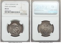 Saxe-Altenburg. Ernst I 2 Mark 1901-A MS63 NGC, Berlin mint, KM36, Jaeger-142. The second finest business strike for the date we have offered, attract...
