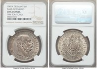 Saxe-Altenburg. Ernst I 5 Mark 1901-A UNC Details (Obverse Scratched) NGC, Berlin mint, KM38. A type seldom encountered in uncirculated condition--a m...