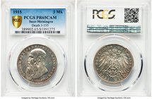 Saxe-Meiningen. Georg II Proof 3 Mark 1915 PR65 Cameo PCGS, KM206, J-155. A gem selection displaying antiqued mirror tones over reflective fields. 
...
