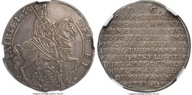 Saxony. Johann George II 1/2 Taler 1658 XF45 NGC, KM458. Gray-gold patina and pleasing strike. Duke-Elector on horseback, Vicariat issue on the death ...